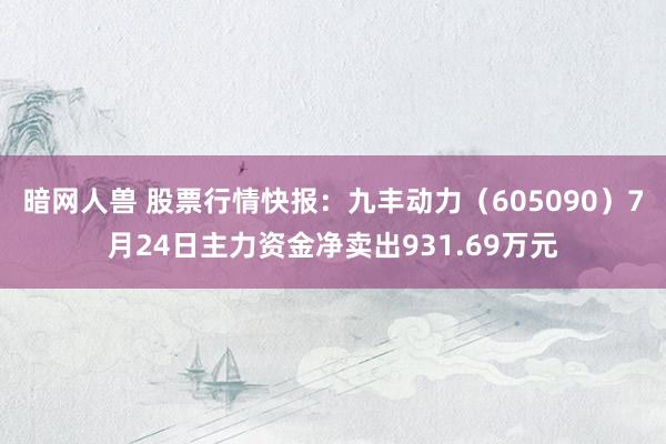 暗网人兽 股票行情快报：九丰动力（605090）7月24日主力资金净卖出931.69万元