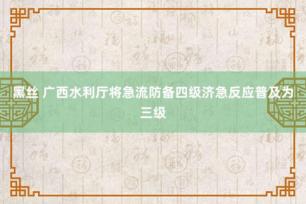 黑丝 广西水利厅将急流防备四级济急反应普及为三级