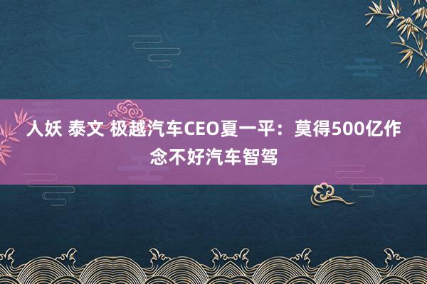 人妖 泰文 极越汽车CEO夏一平：莫得500亿作念不好汽车智驾