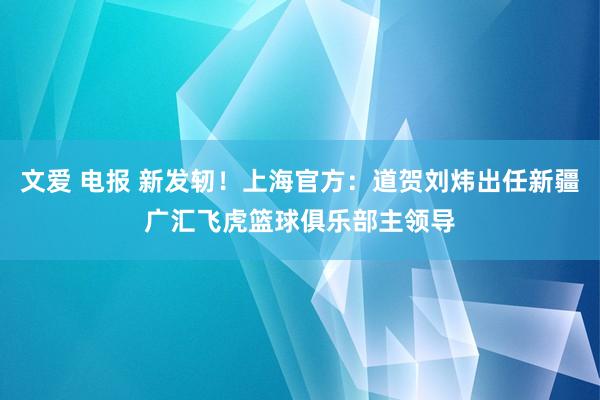 文爱 电报 新发轫！上海官方：道贺刘炜出任新疆广汇飞虎篮球俱乐部主领导